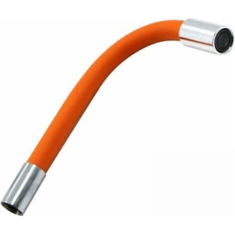 Rallonge de robinet universel G1/2 20 cm - Flexible silicone résistant orange - Réducteur de débit, économie d'eau (1/4)