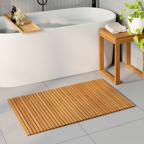 vidaXL  Bath Mat  Folding Brown 100 x 60 cm Solid Acacia Wood
