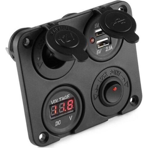 DC 12V-24V Auto-Boot Doppelsteckdose USB-Ladegerät Voltmeter Schalterfeld (1/5)