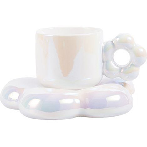 Tasse À Café - Porcelaine Sans Plomb - 250 Ml - Design Anti-brûlure - Avec Soucoupe - Lot De 1