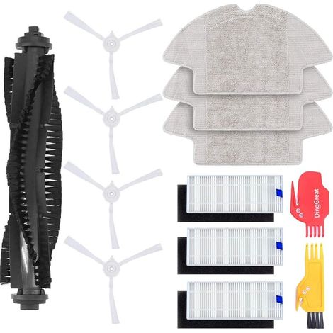 Accessoires pour pièces détachées 360 S6 Aspirateur Robot Paquet de 1 brosses principales, 3 filtres, 4 brosses latérales, 3 Chiffons de Nettoyage, 1 Outil de Nettoyage (1/5)