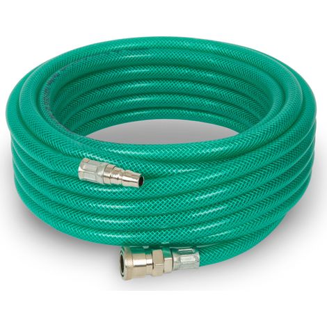 Eberth – Tuyau à air comprimé 10m 10x14mm 24bar raccord rapide 3/8" – Flexible et résistant aux UV, huiles et acides (1/5)