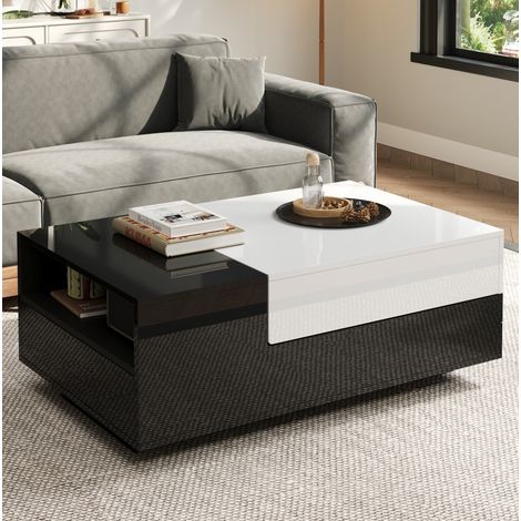 Couchtisch mit Schubladen 100x50x38 cm Hochglanz OKMYHOME (1/5)