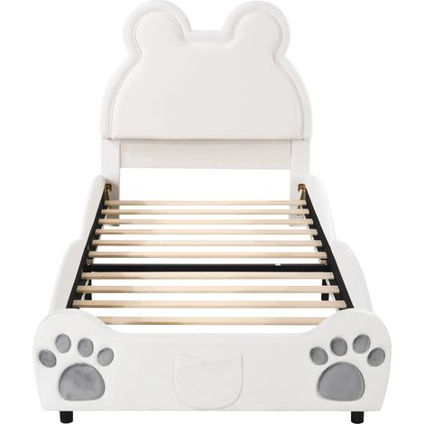 Cama infantil tapizada en forma de oso 90 x 200 cm blanca HOMVRA (1/5)