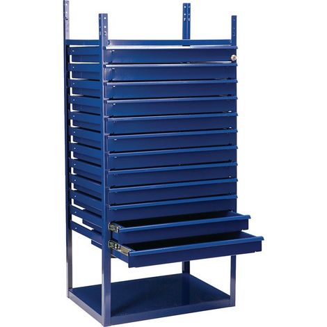 Elemento de cajón LOGS 90 H1160xL540xF390mm 12 cajones azul RAL 5022 LOGS