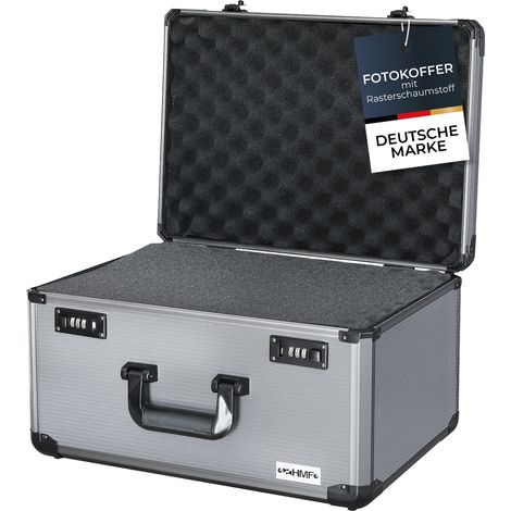 HMF 14412-02 Alu Fotokoffer mit Rasterschaumstoff, Universalkoffer, Transportkoffer, 46 x 26 x 33 cm (1/5)