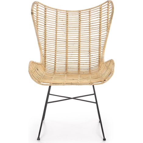 Fauteuil traditionnel rotin et métal Enna (1/5)