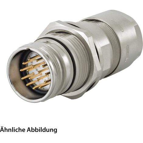 HUMMEL SET inkl. Kontakte M23 Signal Wanddurchführung Kupplung, Löteinsatz gerade Polzahl 9-pol. 1+8, Stift mit Gegenmutter Hinterwand, Kabelabgang gerade, Klemmbereich 7,0mm - 12,0mm - 1 Stück