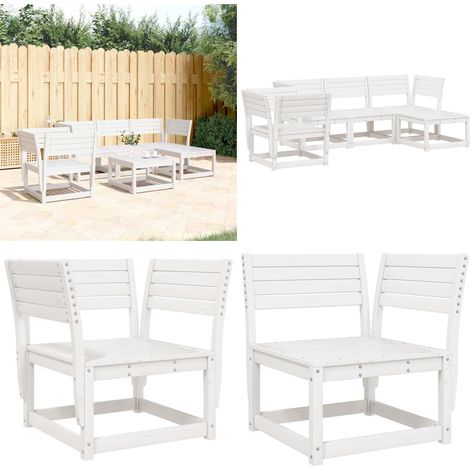 5-tlg. Garten-Lounge-Set Weiß Massivholz Kiefer - Gartensitzgruppe - Loungemöbel - Gartenmöbel - Rattan Möbel - Kiefernholzmöbel - Home & Living