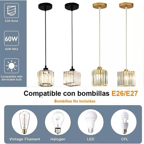Abat-jour carré en cristal pour lustre, plafonnier suspendu, pour chambre à coucher, 110-220 V (1/5)