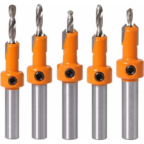royaluxe -5pcs foret chanfrein à bois chanfrein compteur HSS foret conique foret (1/5)