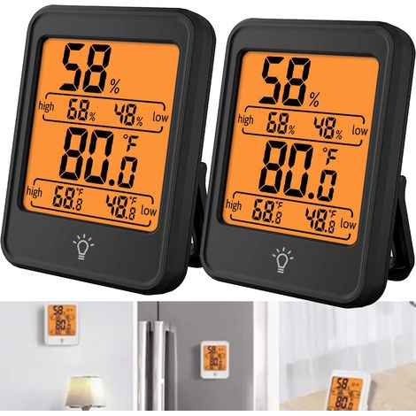 Thermo-hygromètre rétroéclairage 2 pièces, moniteur de température et d'humidité avec noir, valeurs max./min., conversion °F/°C, d'intérieur (1/5)