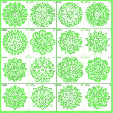 Malschablonen, 16 Blatt/Set, große Mandala-Stoffvorlagen, Malzubehör für DIY-Malprojekte, Schulgeschenk