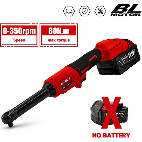 Clé à cliquet électrique 3/8" sans fil 18V à tête longue – moteur sans balais, couple puissant, outil de réparation automobile et atelier (sans batterie incluse) (1/5)