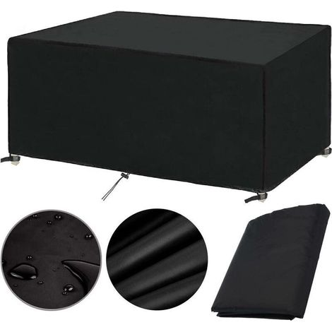 Housse Salon de Jardin 150x90x75cm 420D Oxford Résistant À La Déchirure pour Anti-UV étanche Bâche de Table Table ​Extéri Bâche de Protection Bache Table de Jardin Argent