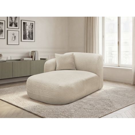 BOBOCHIC - Méridienne avec accoudoir pour canapé modulable ANDA tissu chenille Angle gauche Beige (1/5)