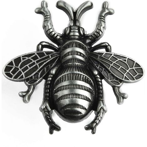 Poignées de porte décoratives laiton massif forme abeille, pour placards tiroirs armoires cuisine rénovation intérieur, trou unique noir (1/5)