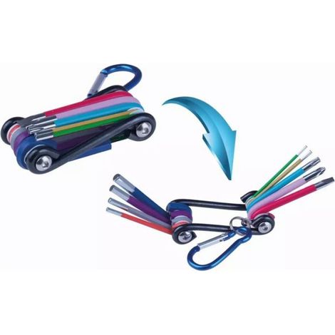 Multioutil Vélo - Acier CRV - 9 Fonctions - Hex 2 2,5 3 4 5 6 mm - Philips PH2 - Fendue 5 mm - Torx T25 - 1 Pièce