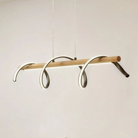 [GEBRAUCHT] B-Ware Lindby Led Hängeleuchte Pendelleuchte Spiraali Schwarz Holz Länge 95 Cm