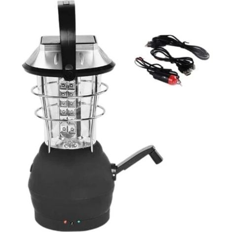 Lanterne de camping TS-LED pour ouragans, urgences et tempêtes, lampe de secours rechargeable par USB avec manivelle. - AquaForge (1/4)