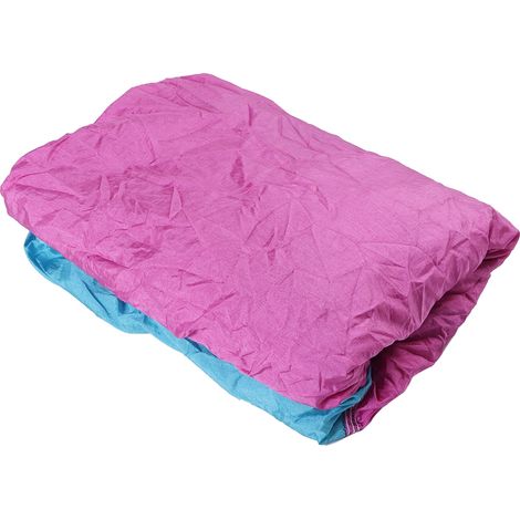 Hamac double portable de camping et voyage, lit suspendu avec sangles pour arbres (Bleu clair + Rose) (1/5)