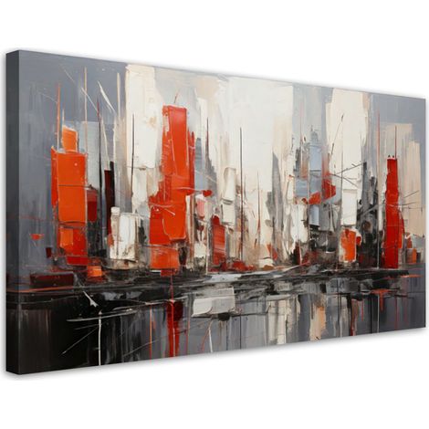 Wandbild für das Wohnzimmer Stadt Abstraktion Modern Rot 100x50 cm