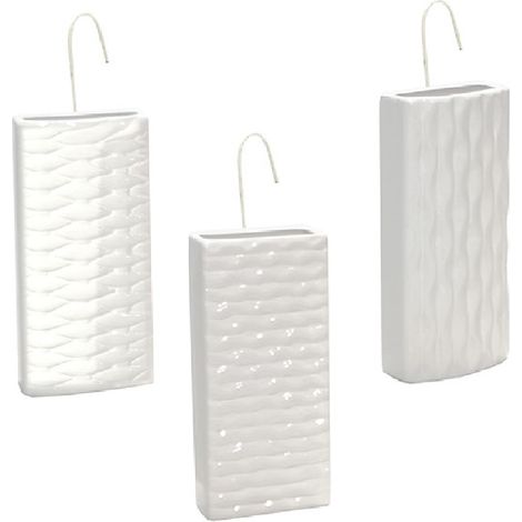 Evaporatori Umidificatori Deumidificatori per Termosifoni radiatori Stufe 3pezzi in Coccio Bianco decorati Con Ganci in Metallo Accessori Riscaldamento Ambiente Confortevole
