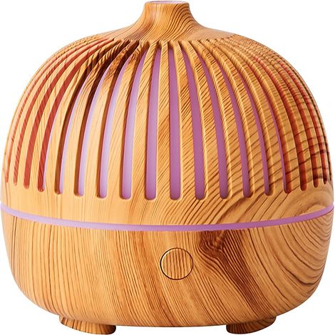 Diffuseur d'huiles essentielles, diffuseur d'aromathérapie 180 ml, aspect bois, petit diffuseur avec port USB et 7 couleurs de lumière LED, idéal pour la maison ou le bureau. (1/5)