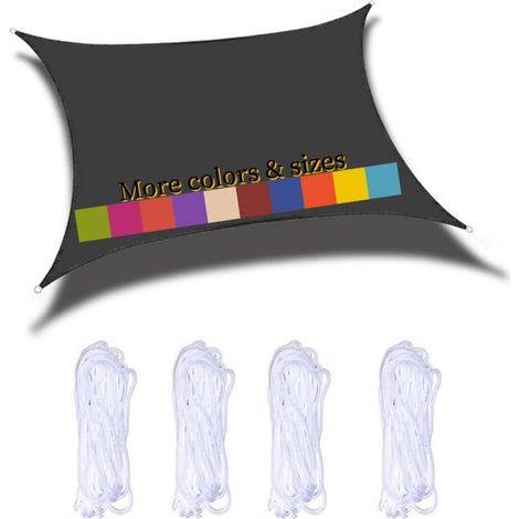 Voile D'ombrage Rectangulaire 3x3m Imperméable PES Toile Ombrage 98% UV Protection pour Jardin Terrasse Balcon Piscine Fête Extérieur, Noir