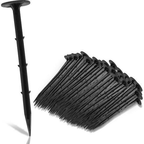 Piquet d'ancrage en plastique lot de 200-1000, fixation terre L. 16cm, noir - 200x (1/5)
