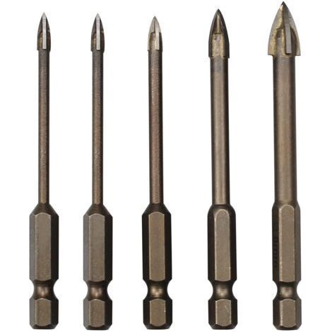 Lot de 5 Triangle Foret Set, Forets pour Carrelage en Carbur, Outil de Forage Universel Efficace pour Verre, Carrelage, Béton, Marbre et Céramique(3/4/5/6/8mm) (1/5)