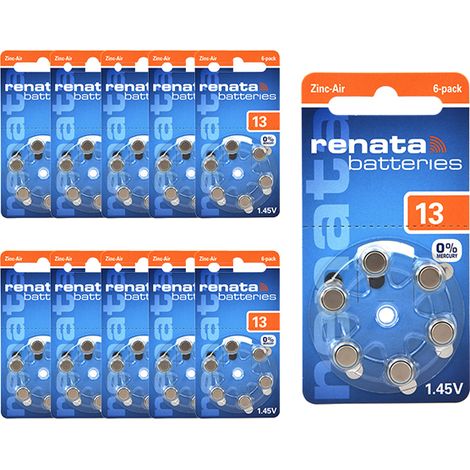Renata / Swatch Group - Pack de 10 blisters de 6 piles 13A RENATA