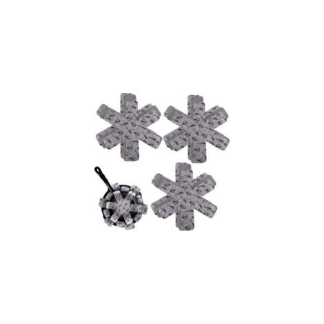 9-teiliges Topf- und Pfannenschutzset, Untersetzer, kratzfeste Topfschoner, 3 Größen (26/35/38 cm), Grau - Crezuo
