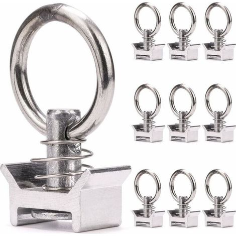 Shmshng – Lot de 10 embouts simples en aluminium pour rails d'avion – Capacité 1000 daN – Anneaux d'arrimage pour sécuriser chargement