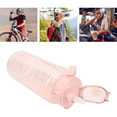 [Sport-Trinkflasche] Extra große 2000-ml-Outdoor-Trinkflasche mit Schutzhülle und Tragegurt, pinkfarbenes Polycarbonat (1/5)