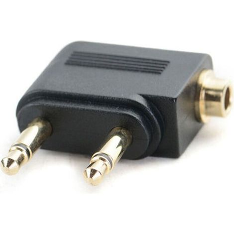 Adaptateur Casque Avion Double Jack 3,5 mm Mâle/Femelle Or – Pack (1/4)