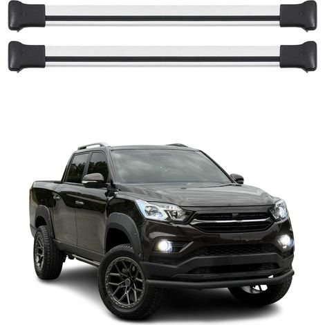 OMAC Aluminium Dachträger Querträger für Ssangyong Grand Musso 2018-2026 – Max. 75 kg – 2 Stangen Silber (1/5)