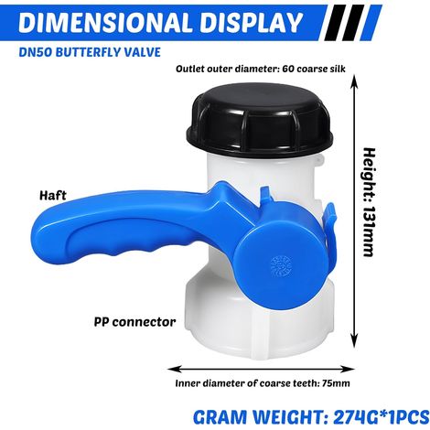 Adattatore universale IBC DN50 75 mm per valvole di scarico e serbatoi di acqua piovana - ALTRO (1/3)