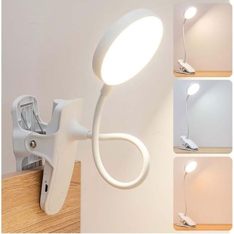 Lampe LED USB à pince avec commande tactile, 3 modes d'éclairage, luminosité réglable, lampe de bureau, lampe de lecture, lampe de chevet avec pince, protection (1/5)