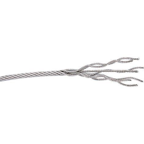 Câble âme métallique type aviation 7 torons 7 fils, acier galvanisé, diamètre 2 mm, rouleau de 25 m
