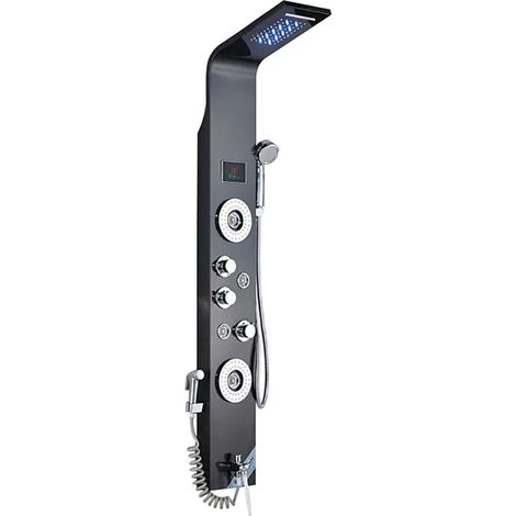 Panneau de Douche, Modes de Pulvérisation Multiples, Éclairage LED Intégré, Douche Noire 8006 (1/2)