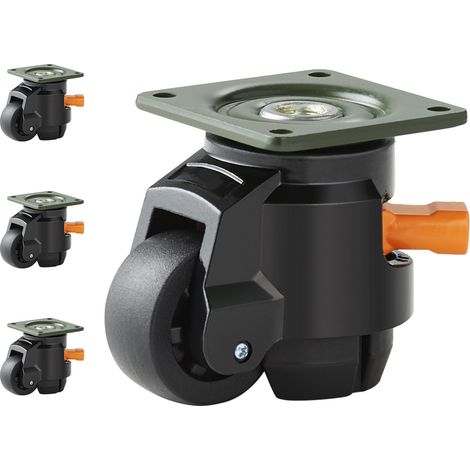 Roulettes Pivotantes pour Meubles Lot de 4 Roulettes de Nivellement Capacité de Charge Totale de 500 kg Diamètre 50,8 mm avec Poignée Améliorée Roues Réglables avec Pieds pour Établis Machines (1/5)