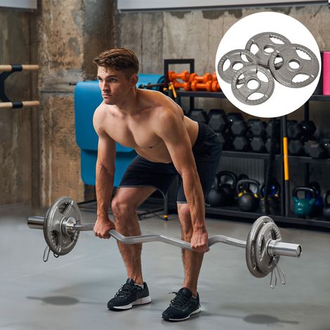 Disques de poids 2,5/2,5/5/5 kg musculation pour 5 cm barres olympiques d'haltères en acier