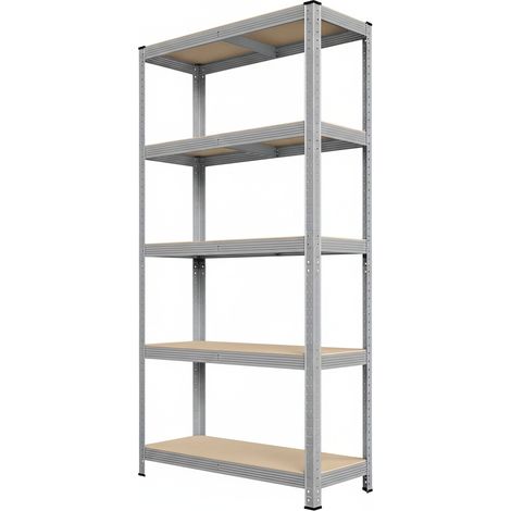 Étagère de Rangement à 5 Niveaux, en Métal, Montage sans Vis, Réglable, pour Garage, Entrepôt, Sous-sol, Charge 875 kg, 40 x 90 x 180 cm, Argent