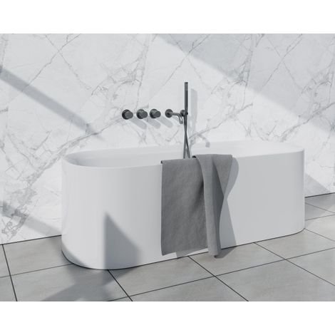 Fortifura Nebbio Ensemble combiné baignoire - mitigeur thermostatique - coude mural avec support de douchette - flexible de douche lisse - douchette (1/5)
