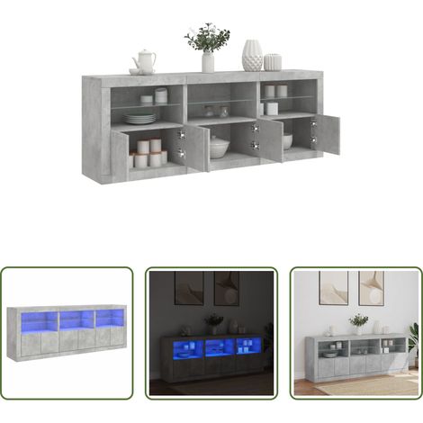 Sideboard -  Sideboard mit LED-Leuchten Betongrau 181,5x37x67 cm (1/5)