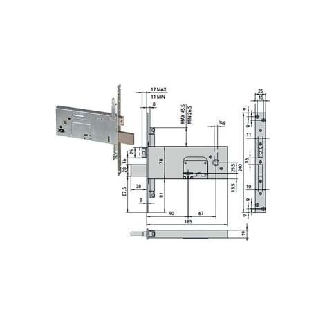 Serrure à mortaise triple pour bandes à double embout 78 mm H 57358 - 90 mm (57358900)