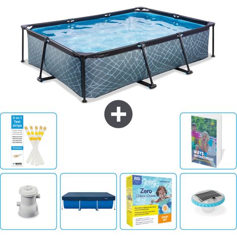 Exit Pool Rechteckig - Steinoptik - 300x200x65 cm - 7-teilig S178