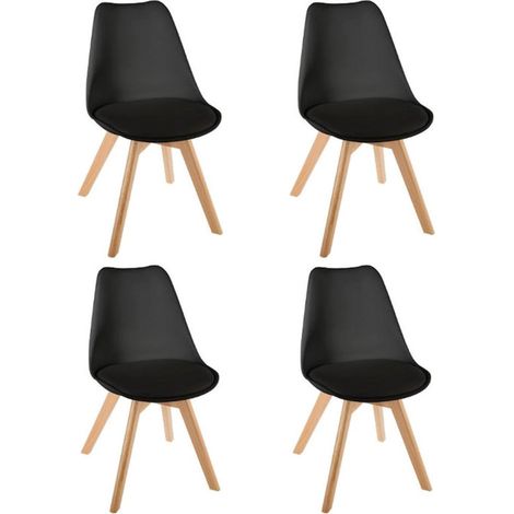 Lot de 4 Chaises Design "Baya" 81cm Noir (1/3)