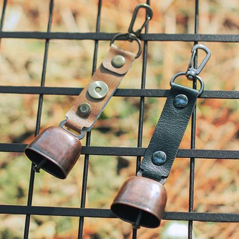 Cloche Éolienne - Pendentif Carillon Extérieur pour Camping et Randonnée - Métal et Cuir PU - 4 Pièces (1/5)